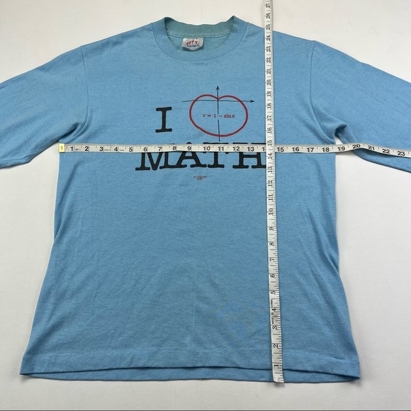 Vtg 80s Tee Jays Hef T Shirt Tee I Love Math Lovers Long Sleeve Blue Geek Nerd - Picture 14 of 15